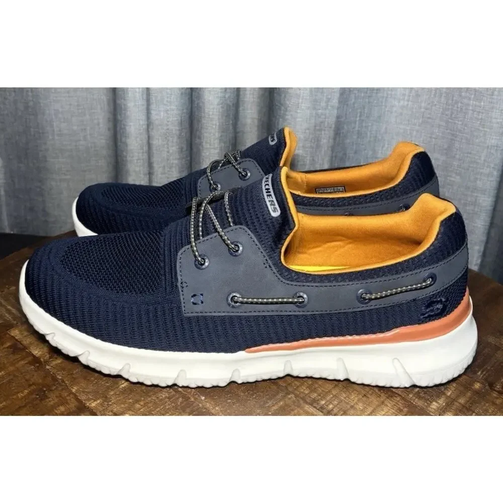 SKECHERS NEW Men's Blue Delson 3.0 Roth Bungee Slip-Ins Boat Shoes Size 13